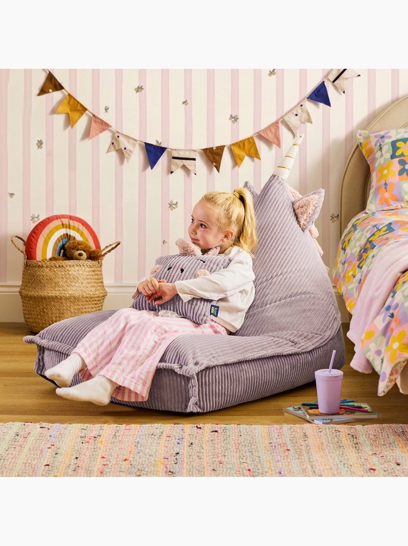 Puf sillón infantil con cojín a juego de pana - icon Malva lila - Kiabi