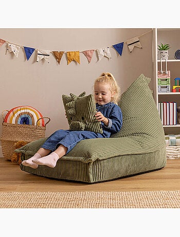 Puf sillón infantil con cojín a juego de pana - icon