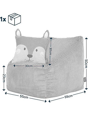 Puf sillón infantil con cojín de animal a juego de pana - icon