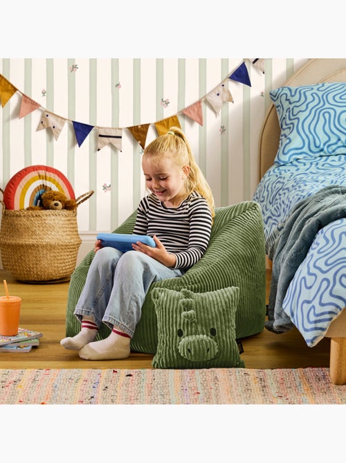 Puf sillón infantil con cojín de animal a juego de pana - icon - Kiabi