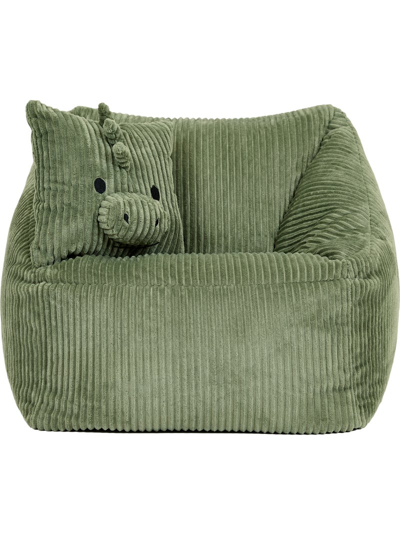 Puf sillón infantil con cojín de animal a juego de pana - icon Verde salvia - Kiabi