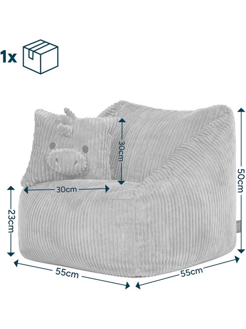 Puf sillón infantil con cojín de animal a juego de pana - icon - Kiabi
