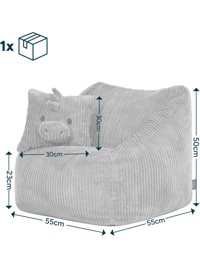 Puf sillón infantil con cojín de animal a juego de pana - icon Verde salvia - Kiabi