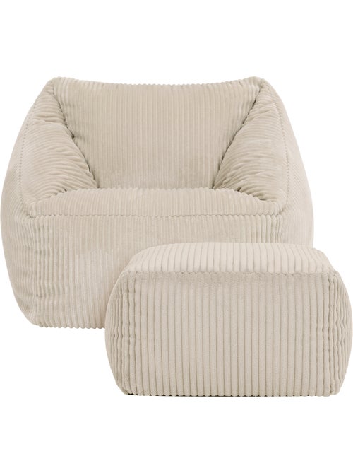 Puf sillón infantil con reposapiés cuadrado a juego de pana - icon - Kiabi