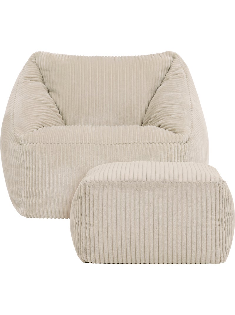 Puf sillón infantil con reposapiés cuadrado a juego de pana - icon Beige - Kiabi