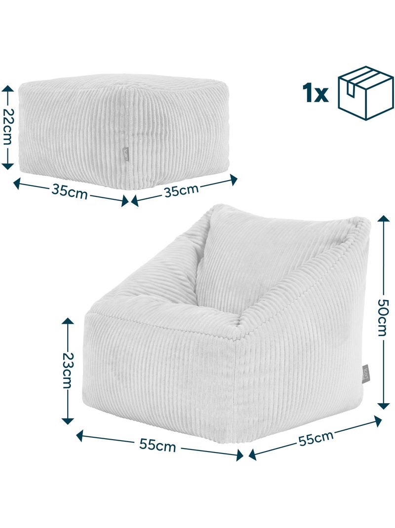 Puf sillón infantil con reposapiés cuadrado a juego de pana - icon Beige - Kiabi