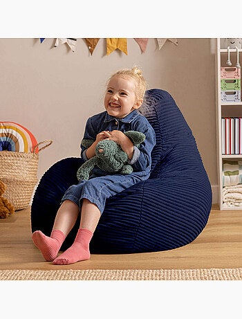 Puf sillón infantil con respaldo alto de pana - icon