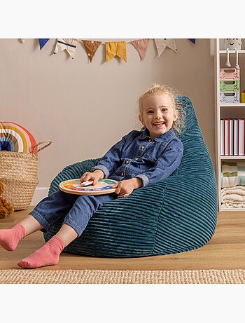 Puf sillón infantil con respaldo alto de pana - icon