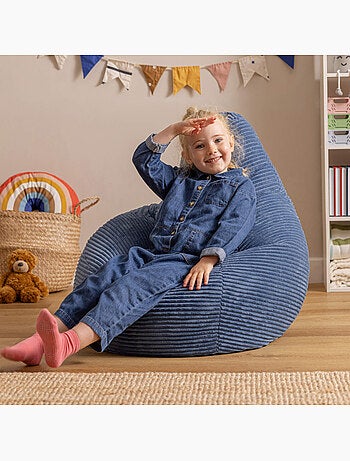 Puf sillón infantil con respaldo alto de pana - icon
