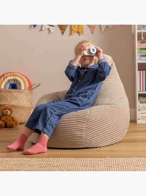 Puf sillón infantil con respaldo alto de pana - icon - Kiabi
