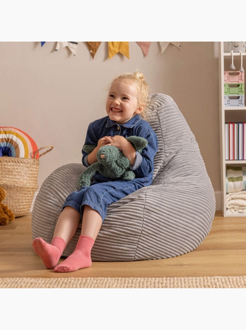 Puf sillón infantil con respaldo alto de pana - icon - Kiabi