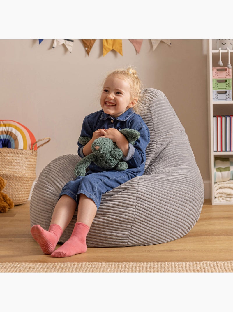 Puf sillón infantil con respaldo alto de pana - icon Gris claro - Kiabi