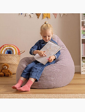 Puf sillón infantil con respaldo alto de pana - icon