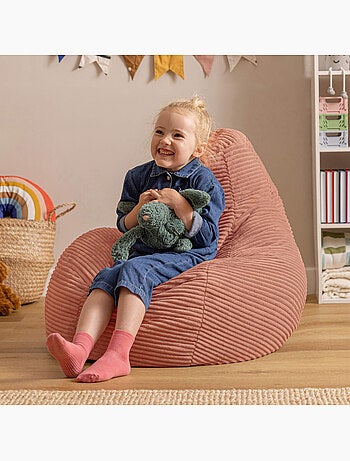 Puf sillón infantil con respaldo alto de pana - icon