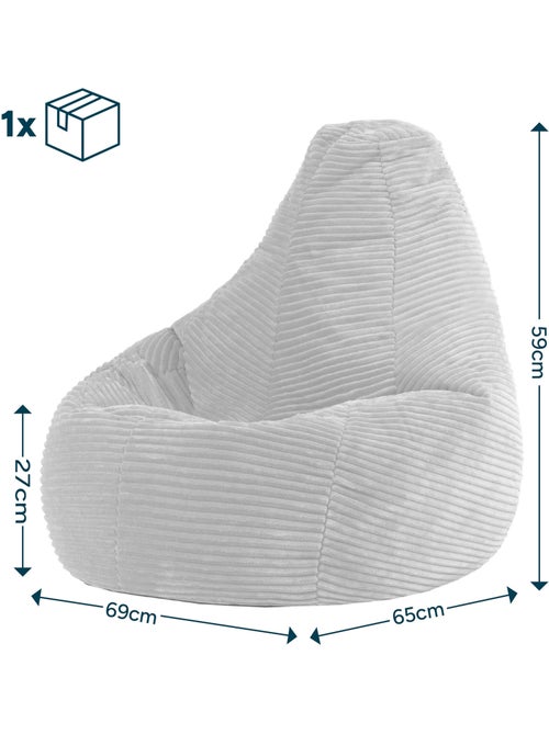 Puf sillón infantil con respaldo alto de pana - icon - Kiabi