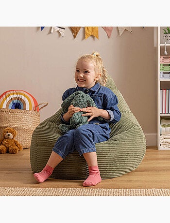 Puf sillón infantil con respaldo alto de pana - icon