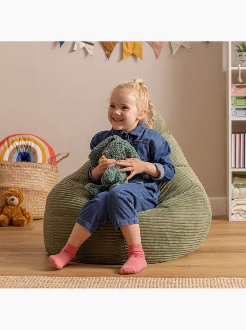 Puf sillón infantil con respaldo alto de pana - icon - Kiabi