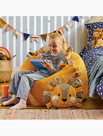 Puf sillón infantil de pana con cojín de animal - icon