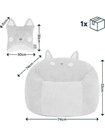 Puf sillón infantil de pana con cojín de animal - icon