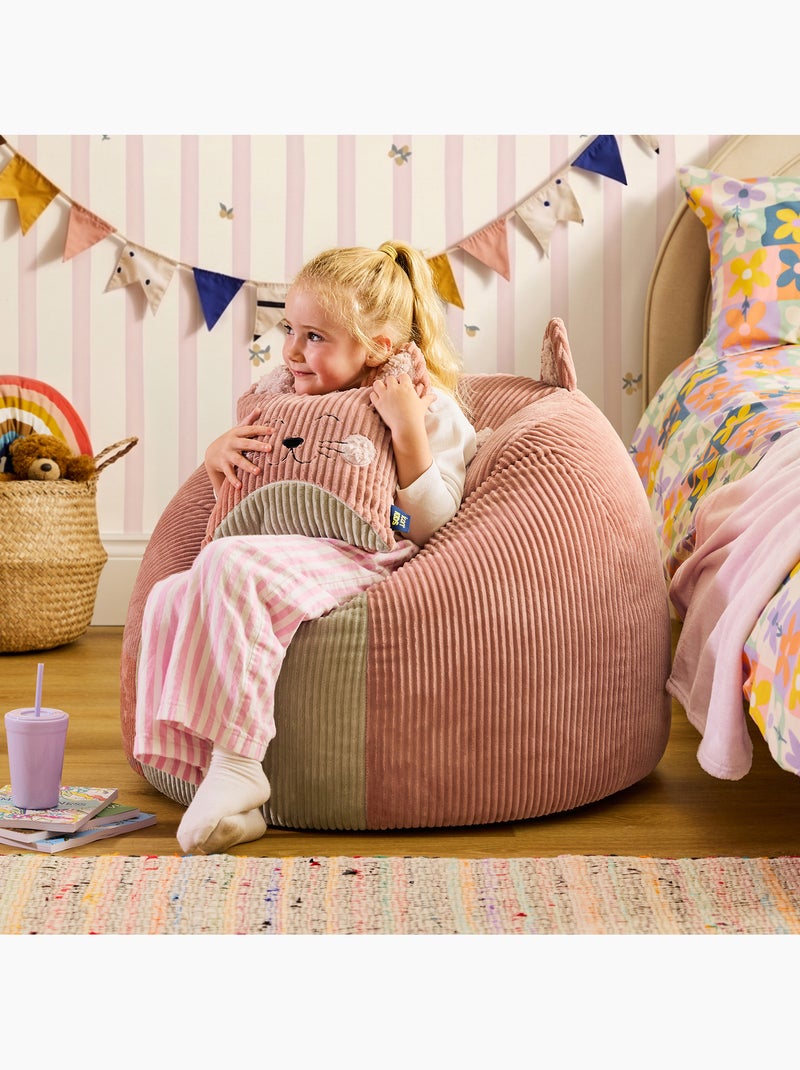 Puf sillón infantil de pana con cojín de animal - icon Rosa - Kiabi