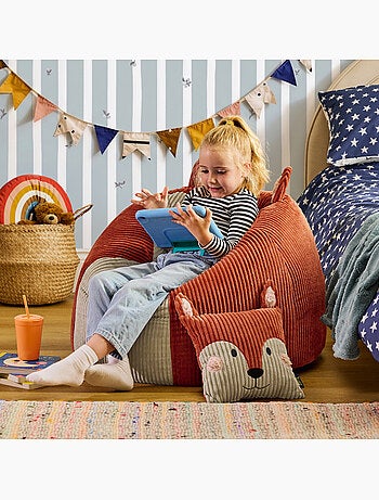 Puf sillón infantil de pana con cojín de animal - icon