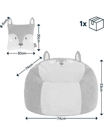 Puf sillón infantil de pana con cojín de animal - icon