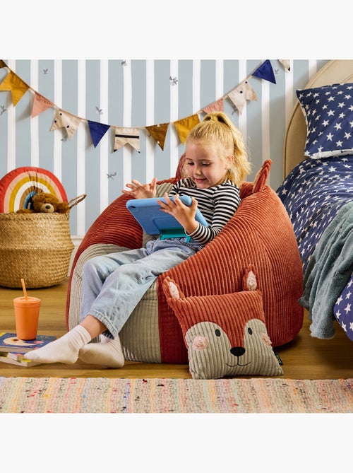 Puf sillón infantil de pana con cojín de animal - icon - Kiabi