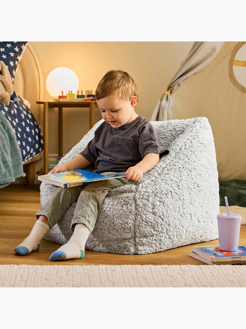 Puf sillón infantil de tejido de peluche suave - icon Gris claro - Kiabi