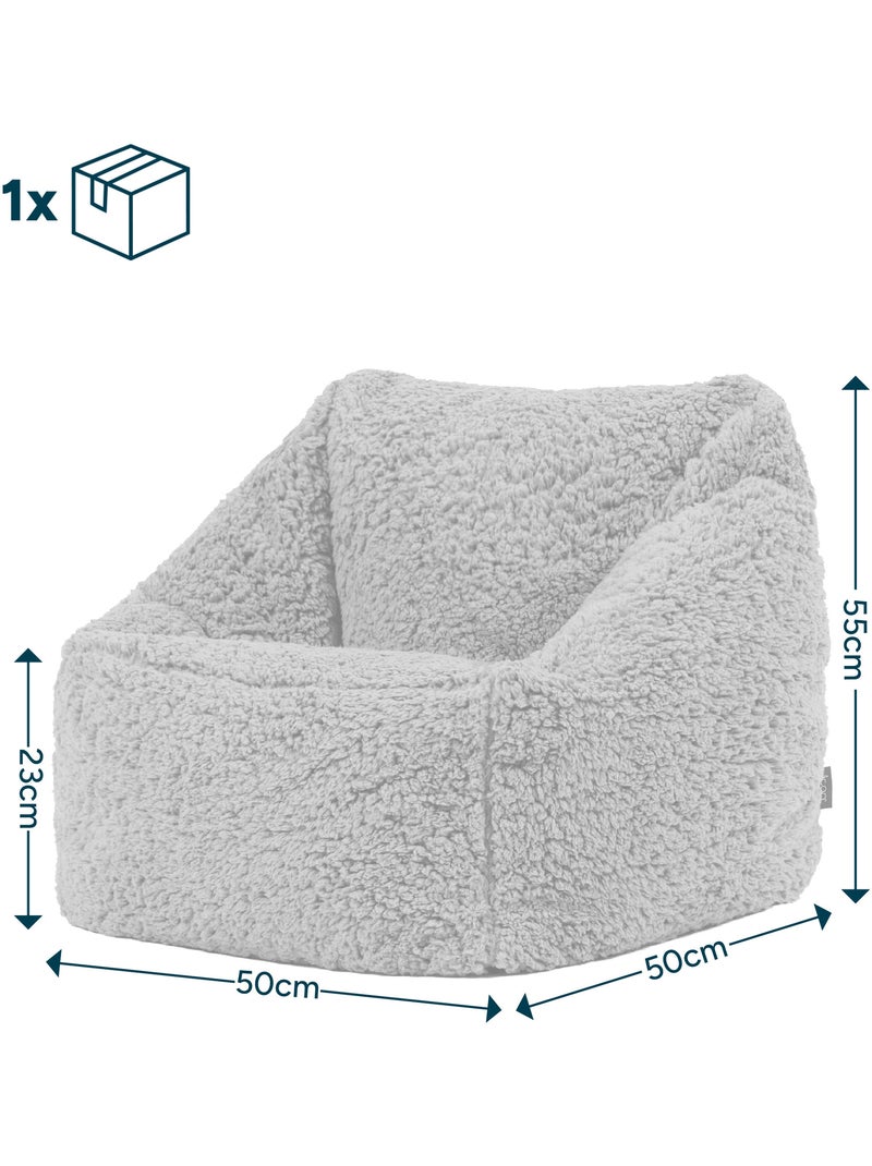 Puf sillón infantil de tejido de peluche suave - icon Gris claro - Kiabi
