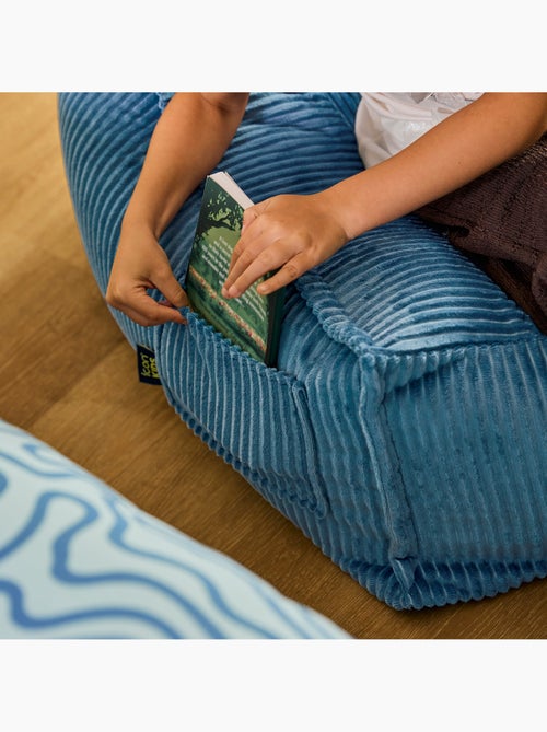 Puf sillón para niños mayores con reposapiés cuadrado a juego de pana - icon - Kiabi