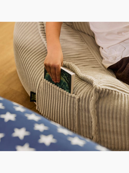 Puf sillón para niños mayores con reposapiés cuadrado a juego de pana - icon - Kiabi