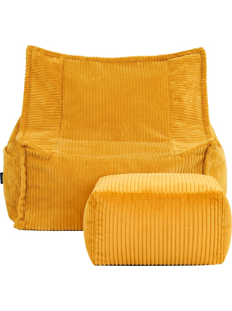 Puf sillón para niños mayores con reposapiés cuadrado a juego de pana - icon Lino - Kiabi