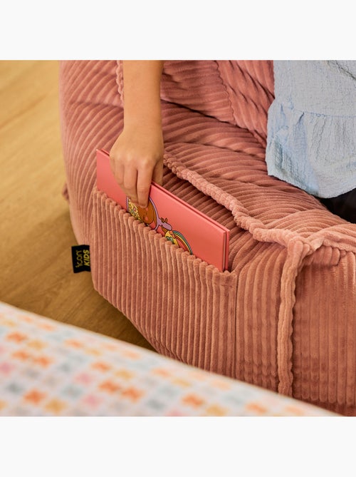 Puf sillón para niños mayores con reposapiés cuadrado a juego de pana - icon - Kiabi