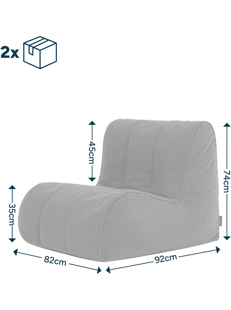 Puf sillón tipo butaca, sillón de suelo swoop de tejido bouclé - icon Marfil - Kiabi