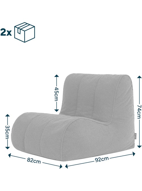 Puf sillón tipo butaca, sillón de suelo swoop de tejido bouclé - icon - Kiabi