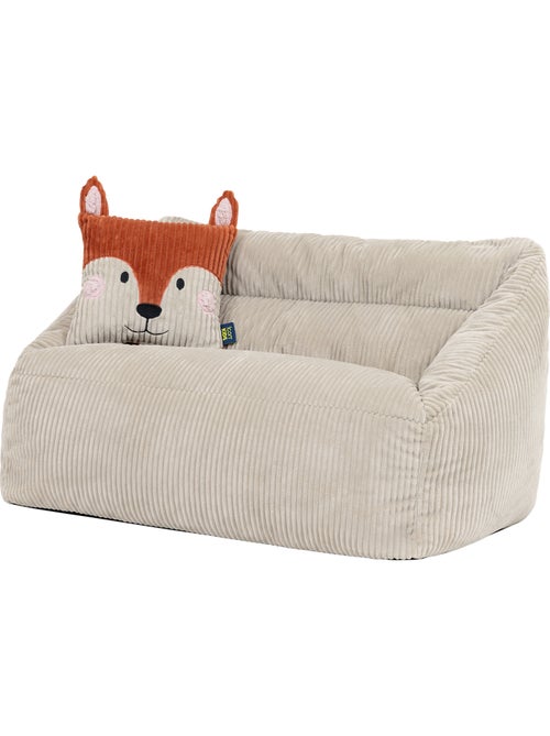 Puf sofá infantil con cojín de animal a juego de pana - icon - Kiabi