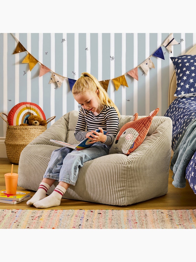 Puf sofá infantil con cojín de animal a juego de pana - icon Beige - Kiabi