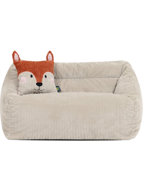 Puf sofá infantil con cojín de animal a juego de pana - icon - Kiabi