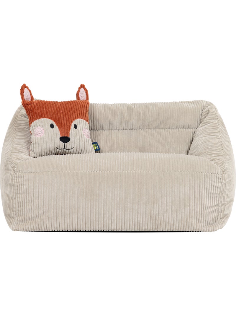 Puf sofá infantil con cojín de animal a juego de pana - icon Beige - Kiabi