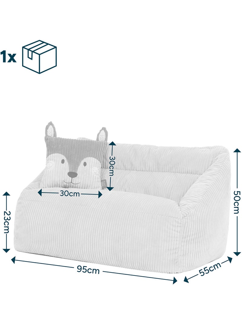 Puf sofá infantil con cojín de animal a juego de pana - icon Beige - Kiabi
