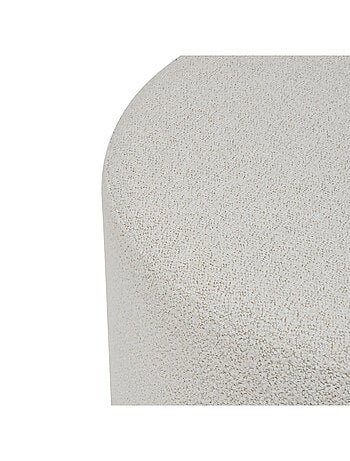 Puf XL redondo de tela bouclé con base de madera