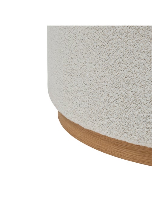 Puf XL redondo de tela bouclé con base de madera - Kiabi Puf XL redondo de tela bouclé con base de madera - Kiabi