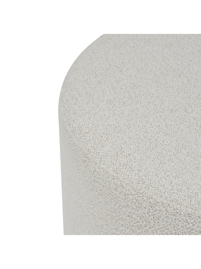Puf XL redondo de tela bouclé con base de madera Crudo - Kiabi
