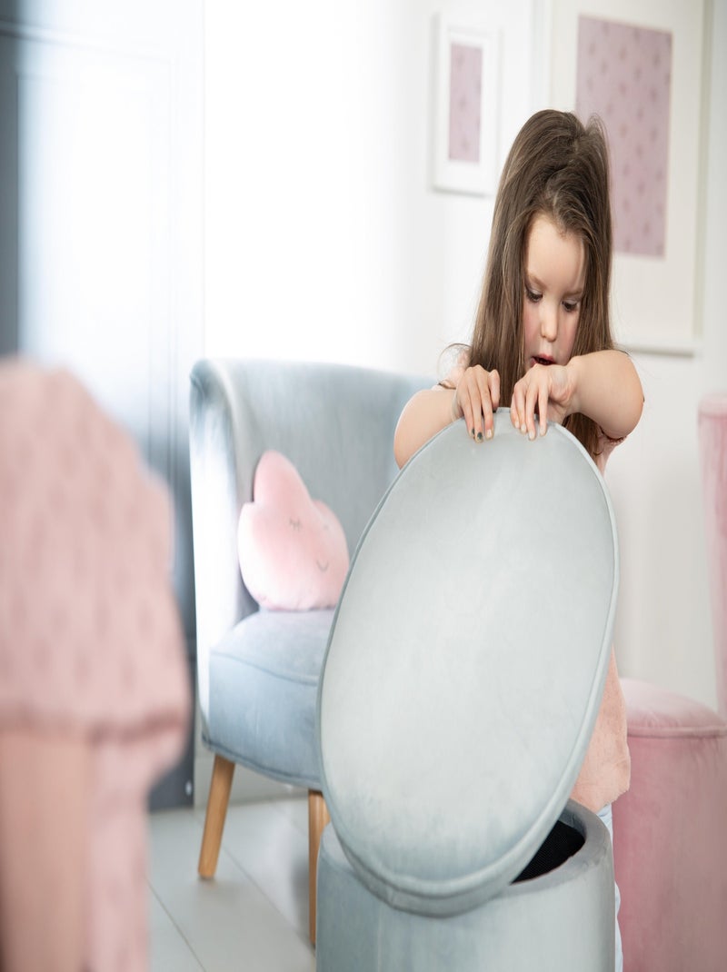 Puff baúl ovalado en terciopelo - ROBA 'lil sofa' Azul claro - Kiabi
