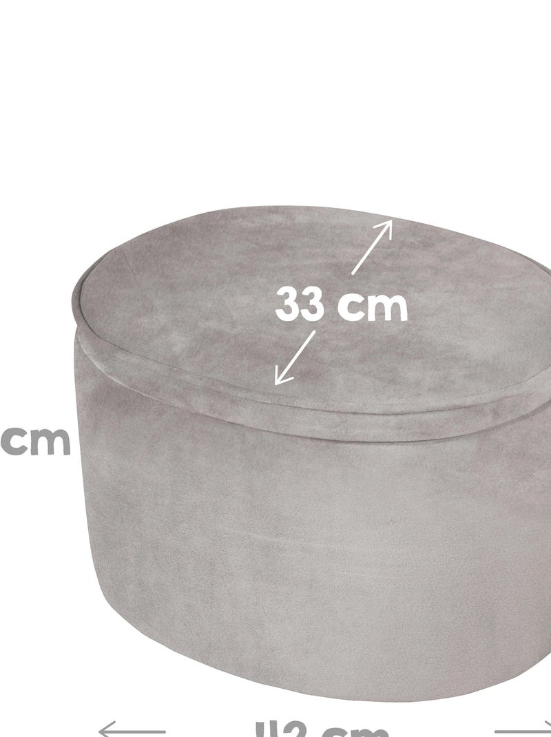 Puff baúl ovalado en terciopelo - ROBA 'lil sofa' Gris - Kiabi
