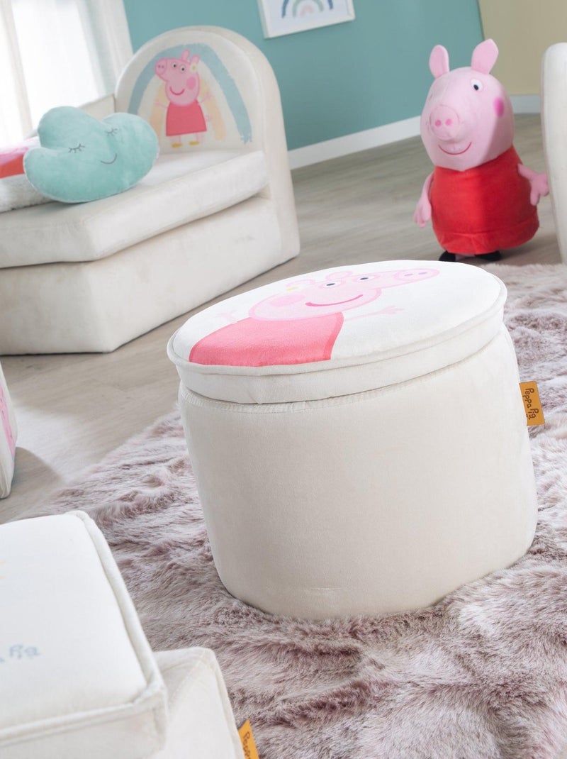 Puff baúl redondo para bebé en terciopelo 'Roba Peppa Pig' Beige - Kiabi