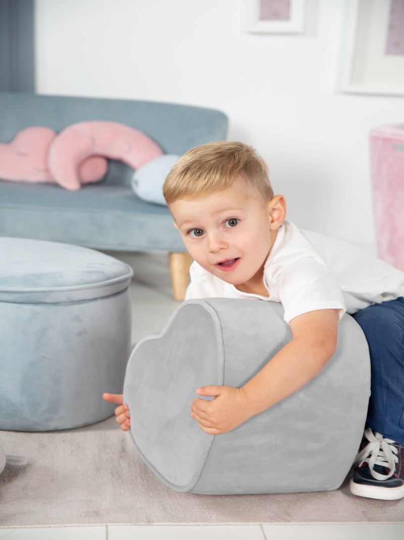 Puff corazón en terciopelo suave para niños - ROBA 'lil sofa' Gris - Kiabi