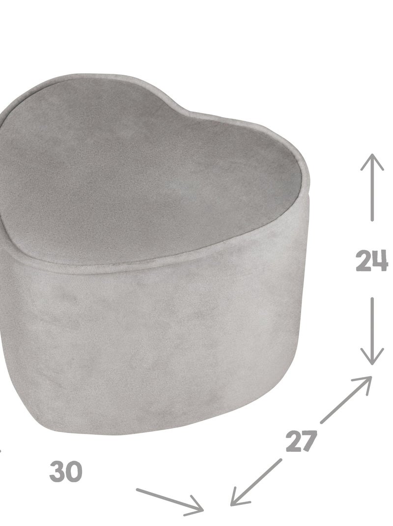 Puff corazón en terciopelo suave para niños - ROBA 'lil sofa' Gris - Kiabi