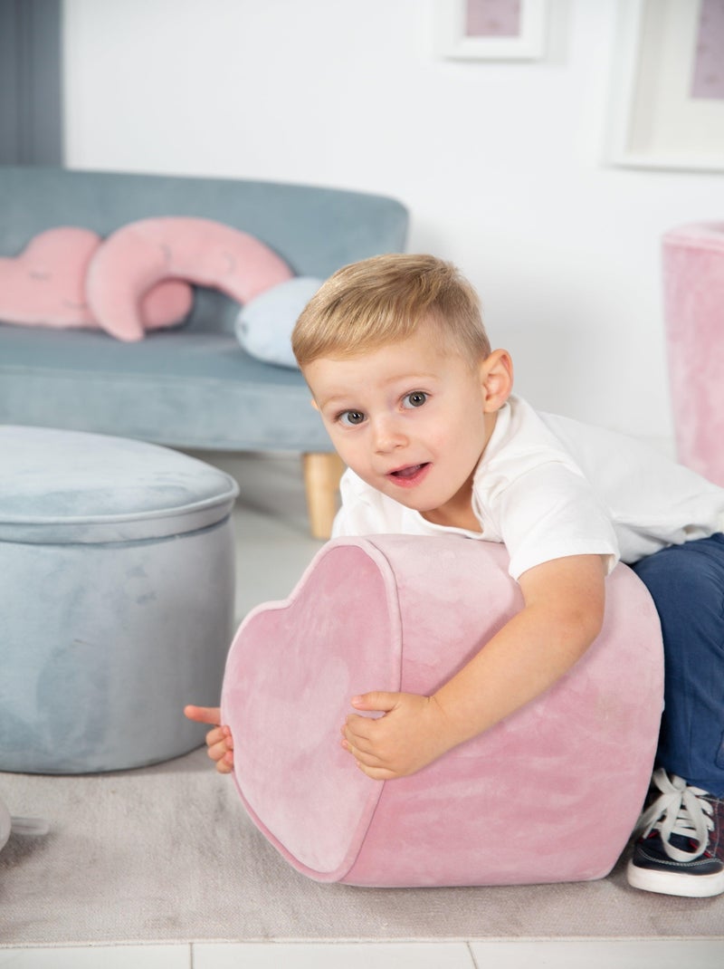 Puff corazón en terciopelo suave para niños - ROBA 'lil sofa' Rosa - Kiabi