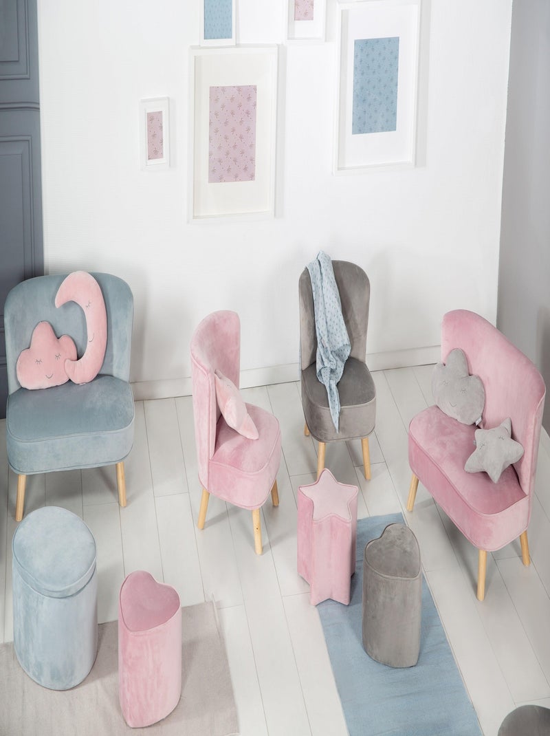 Puff corazón en terciopelo suave para niños - ROBA 'lil sofa' Rosa - Kiabi